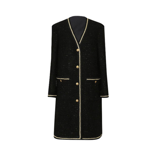 GeleiStory/GeleiStory 秋冬新款小香风中长款经典显瘦重手工小香羊毛花呢H型大衣外套 女装>女士外套>女士夹克