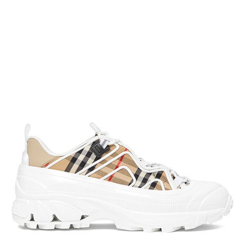 BURBERRY/博柏利 Vintage 格纹棉质拼皮革 Arthur 运动鞋 80394401