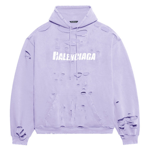 Balenciaga/巴黎世家      CAPS DESTROYED系列 男士紫色棉质连帽衫卫衣659403TKVB63078