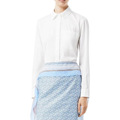 BURBERRY/博柏利 服装 巴宝莉 白色 女士长袖衬衫 专柜同款 女装 衬衫 衬衣