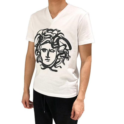 VERSACE/范思哲   男装 服饰 白色棉圆领美杜莎头像 男士短袖T恤