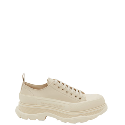Alexander McQueen/亚历山大麦昆 22年早春新款 Tread Slick系列 男士珍珠色小牛皮厚底系带运动鞋627225WIAG65593