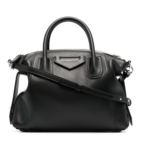 Givenchy/纪梵希 ANTIGONA系列女士黑色小牛皮正面徽标贴片装饰拉链开合单肩包斜挎包手提包女包 BB50F3B11E-001