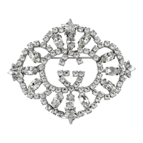 GUCCI古驰 22年秋冬 女士 互扣式双G水晶星星胸针 703764 J3F42 8162