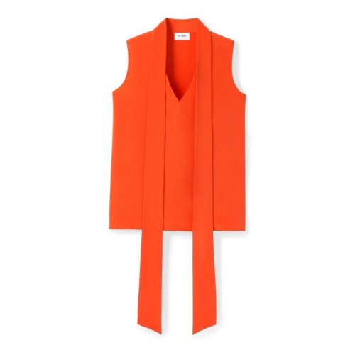 【21春夏】St.John/盛蔷真丝修身系带无袖女士短袖衬衫K913C21