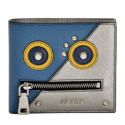 PRADA/普拉达 男士 男包 蓝银色皮革时尚卡包钱包 2MO738-2EDL-F0215