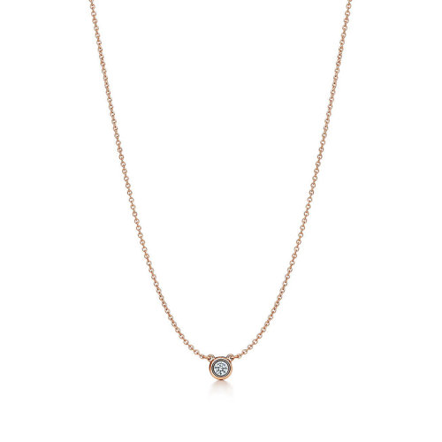Tiffany & Co./蒂芙尼  ElsaPeretti? The Yard系列 18K金玫瑰金镶嵌圆形钻石吊坠项链 35008276