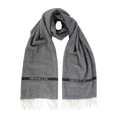 Moncler/蒙克莱 男士 配饰 灰色字母LOGO徽标印花流苏围巾 男士围巾 3C00015-0T999-910