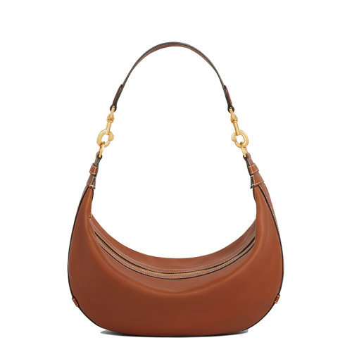 CELINE/赛琳 LEANDRE系列 女士中号黄褐色小牛皮金色饰面手提单肩腋下包197263DV7.04LU