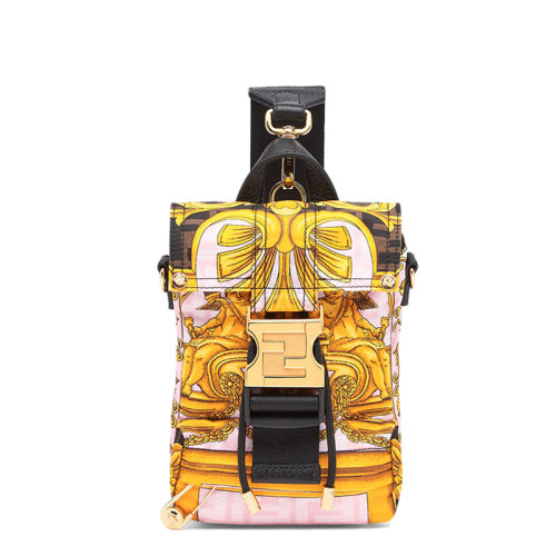 FENDI/芬迪 22新款FENDINESS系列 男士Fendace联名款迷你拼色FF印花尼龙搭扣开合单肩斜挎包7VZ068AIT1F1HEZ