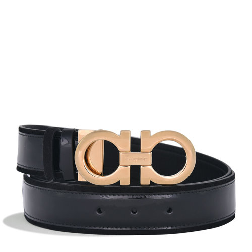 Salvatore Ferragamo/菲拉格慕 男女同款中性款黑色金属金色搭扣皮带腰带 23-B159-0598590