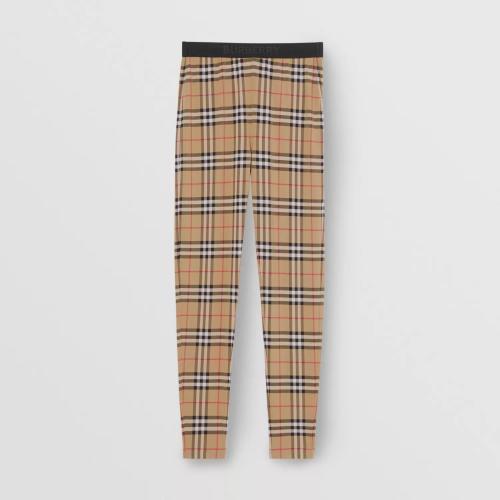  BURBERRY 22年秋冬 女士 Vintage 格纹徽标装饰紧身裤 80328781