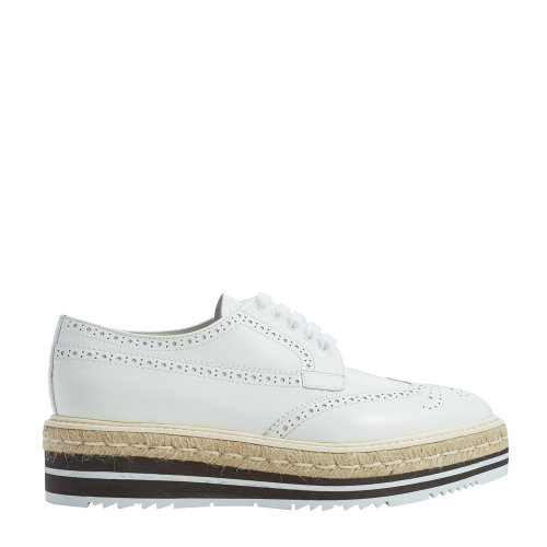 PRADA/普拉达 女士布洛克复古雕花饰草编厚底松糕鞋 1E722E_055_F0009_F_BB30