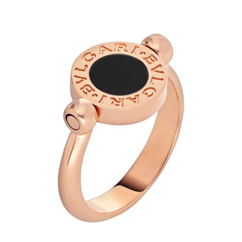 BVLGARI/宝格丽 BVLGARI系列 圆形18K金玫瑰金镶黑玛瑙 戒指  347762