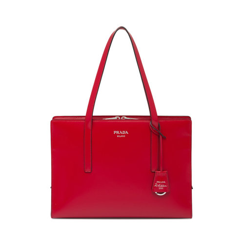 PRADA/普拉达 22年新款 女士中号猩红色亮面皮革复刻95矩形隔层拉链手提包1BA350_ZO6_F02SB_V_OOO