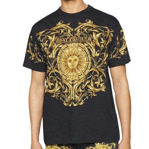  VERSACE JEANS COUTURE 男士拼色棉质短袖T恤 72GAH6RB JS061 G89 PLFSX