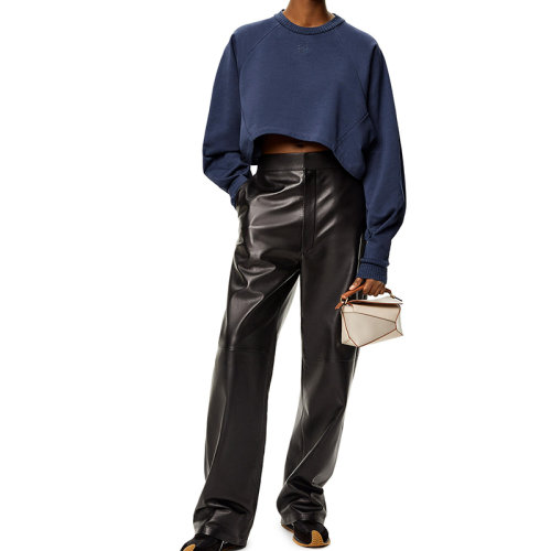 LOEWE/罗意威 22年秋冬新款 女士复古蓝刺绣蝙蝠袖口圆领无帽卫衣S359Y24X17-5570