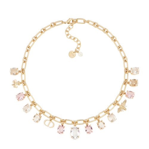 DIOR/迪奥 22新款PETIT CD系列 女士金色饰面金属多色仿水晶搭配白色树脂珠饰项链N1825PTCCY_D665