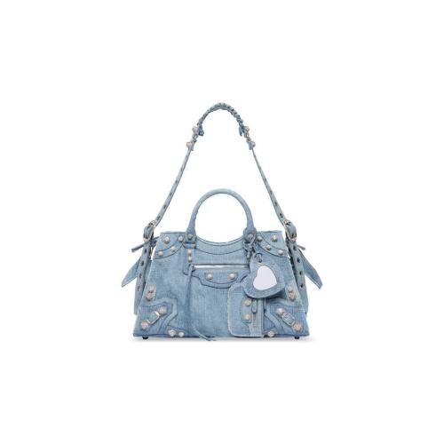  BALENCIAGA巴黎世家 22年秋冬 女士 单肩包 Womens Neo Cagole City Handbag In Denim  in Blu