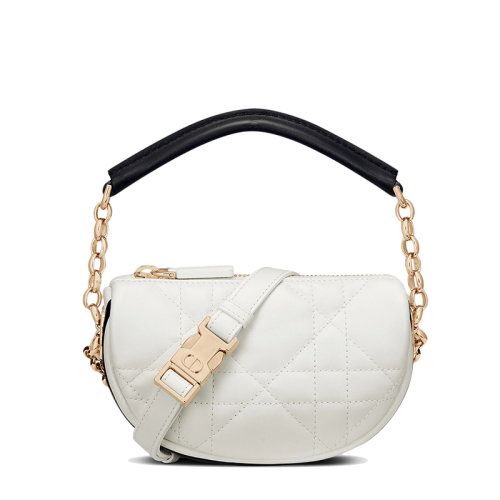 DIOR/迪奥 22春夏新款VIBE系列 女士超迷你白色藤格纹羊皮革HOBO单肩斜挎手提包S7200ONOA_M933