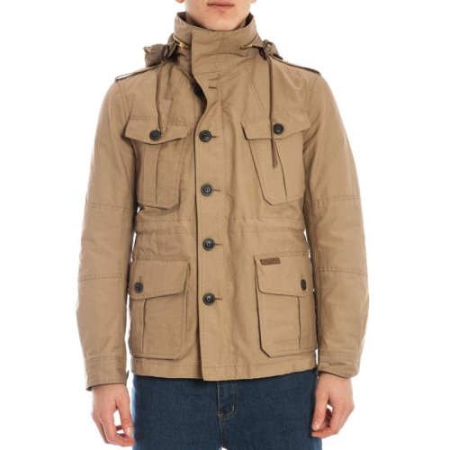 BURBERRY/博柏利 男士棕色棉质混纺经典设计连帽双层战地夹克外套