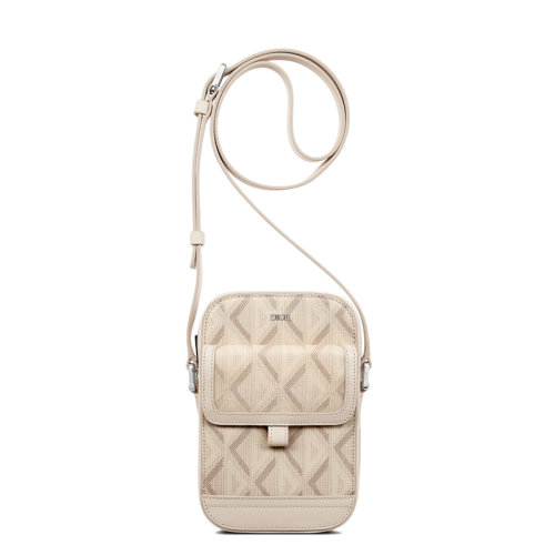 DIOR/迪奥 22新款HIT THE ROAD系列 男士自然色CD Diamond图案帆布竖版单肩斜跨手拿包2ESCA415CDP_H110