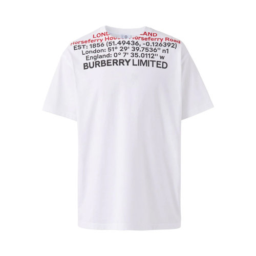 BURBERRY/博柏利 男士白色棉质字母徽标印花装饰圆领短袖上衣T恤 8048323