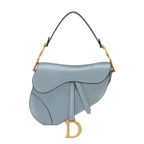 DIOR/迪奥 SADDLE系列 女士云蓝色光泽山羊皮手提马鞍包 M0446CCEH_M81B