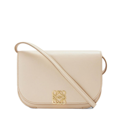 LOEWE/罗意威 22春夏新款Goya Accordion系列 女士幽灵白色小牛皮金色金属徽标点缀单肩斜挎风琴手拿包0010640266
