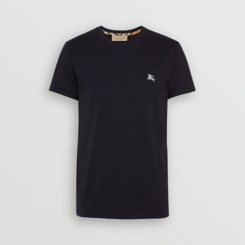 BURBERRY/博柏利 男士海军蓝圆领短袖T恤 白色战马刺绣标 80038291【奥莱】