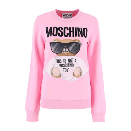 MOSCHINO/莫斯奇诺 女装 字母印花小熊图案  女士粉色棉质圆领时尚秋冬女卫衣