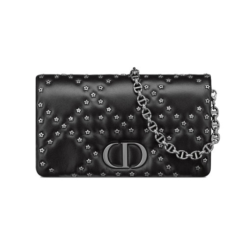 Dior 迪奥 22新款 女士黑色小牛皮星形图案翻盖开合字母标志拆卸调节肩带单肩斜挎手提包S5135BNHH_M900