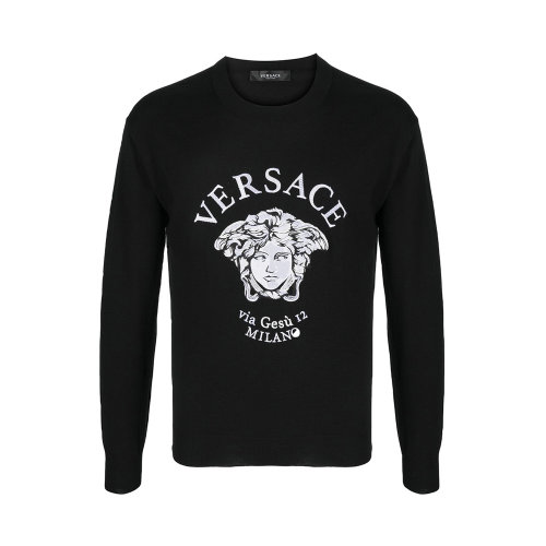 VERSACE/范思哲 男士黑色棉质羊毛混纺美杜莎刺绣卫衣 A88687-A2375301-B000