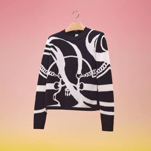  HERMES爱马仕 22年秋冬 女士 长袖衬衫 Pull manches longues motif intarsia ??Promenade d
