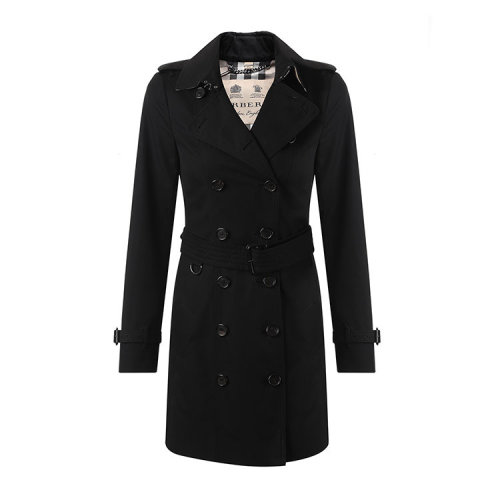 BURBERRY/博柏利   巴宝莉女装 经典黑色 纽扣口袋 女士风衣 39004531
