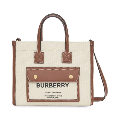 BURBERRY/博柏利 女士拼色棉质配皮单肩包手提包 8044143