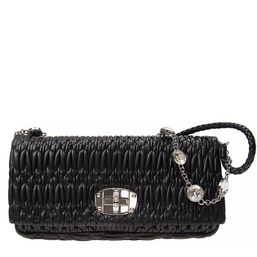  Miu Miu/缪缪 女士黑色羊皮革手拿包 5BD233-FVJ-F0002 PLSX