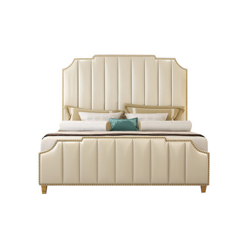 GeleiStory/GeleiStory   轻奢后现代简约真皮床实木双人床美式主卧大气婚床皮艺小户型软床  家具家装＞卧室家具＞床