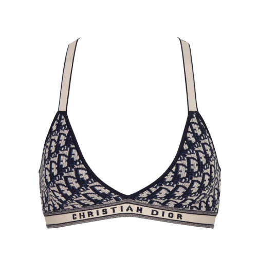 DIOR/迪奥女士海军蓝和本色Dior斜纹工业棉内搭上衣114E01AM708_X5820