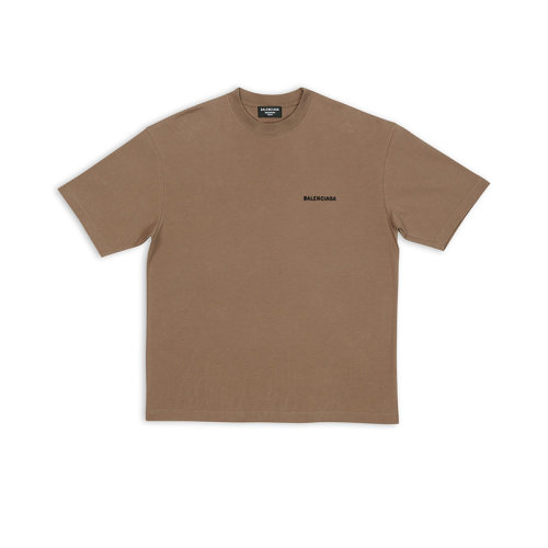 Balenciaga/巴黎世家 22年秋冬新款 女士深米色/黑色纯棉徽标刺绣短袖T恤612965TMVF47761