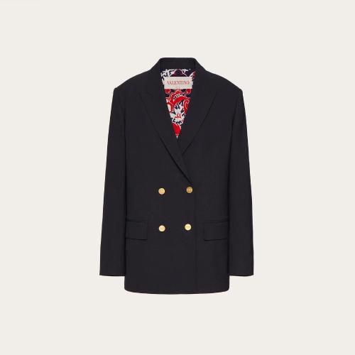  VALENTINO华伦天奴 22年秋冬 女士 夹克 BLAZER EN RAIN TECHNO TOILE 1B3CE3F47AF598