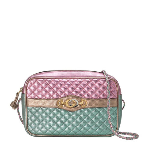 GUCCI/古驰  古琦女包 女士拼色皮革经典互扣式双G马衔扣单肩斜跨包 541061 0U14X 5879 HKY0011N