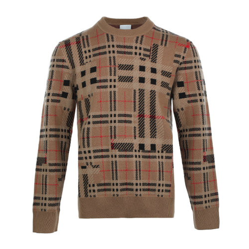 BURBERRY/博柏利21新品对比感格纹羊绒提花男士针织衫/毛衣8045523
