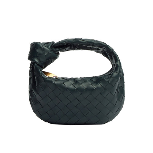 Bottega Veneta/葆蝶家 22新款Mini Jodie系列 女士墨水绿Intrecciato编织羊皮革金色饰面肩背手提包651876VCPP53014