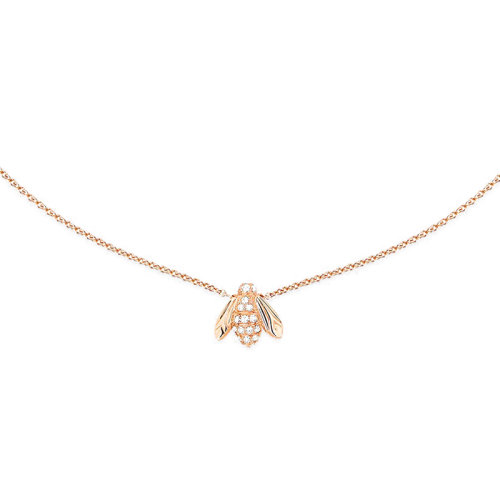 DIOR/迪奥 新款Pink DiorPréCatelan系列 18K金玫瑰金镶钻蜜蜂项链 JROC95049_0000