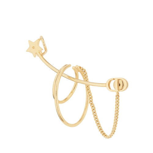 DIOR/迪奥 22新款30 MONTAIGNE系列 女士金色饰面金属“CD”标志星星细节单只耳饰E1928MTGMT_D300