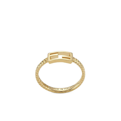 FENDI/芬迪  Baguette系列 女士金色金属网状链和FF Baguette图案戒指 8AG982B08F0CFK