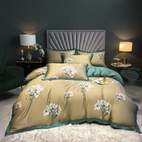 Fantti/芬缇 床上用品100支天丝数码印花四件套被罩床罩被单枕套床盖-金凤玉露