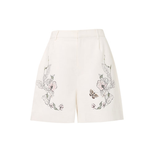 bifubyxingchen/彼伏海棠蛱蝶刺绣短裤女士短裤