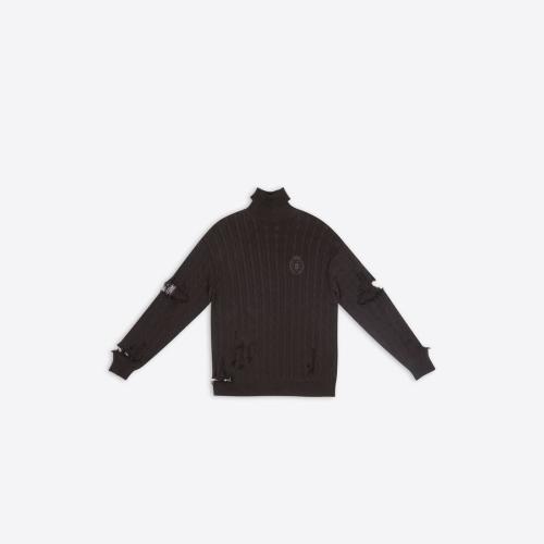  BALENCIAGA巴黎世家 22年春夏 男士 针织衫 Mens Creased Turtleneck in Brown 696106T3235021